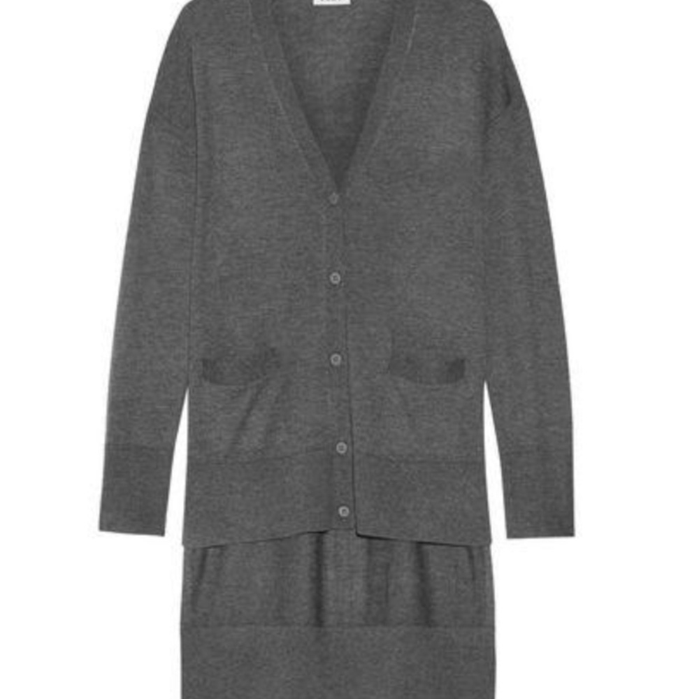 DKNY Knitted Cardigan In Charcoal Grey